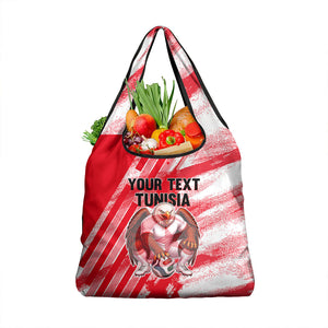Personalized Tunisia Football Grocery Bag Tunisian Flag Carthage Eagles Mascot Grunge Style