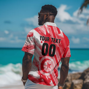 Personalized Tunisia Football Hawaiian Shirt Tunisian Flag Carthage Eagles Mascot Grunge Style