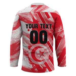 Personalized Tunisia Football Hockey Jersey Tunisian Flag Carthage Eagles Mascot Grunge Style