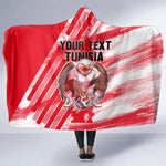 Personalized Tunisia Football Hooded Blanket Tunisian Flag Carthage Eagles Mascot Grunge Style