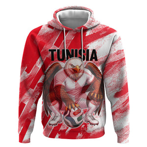 Personalized Tunisia Football Hoodie Tunisian Flag Carthage Eagles Mascot Grunge Style