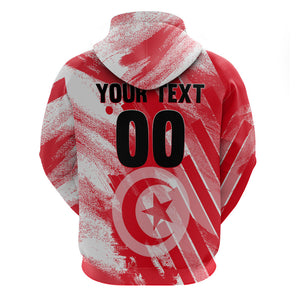 Personalized Tunisia Football Hoodie Tunisian Flag Carthage Eagles Mascot Grunge Style
