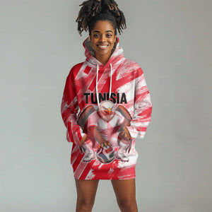 Personalized Tunisia Football Hoodie Dress Tunisian Flag Carthage Eagles Mascot Grunge Style