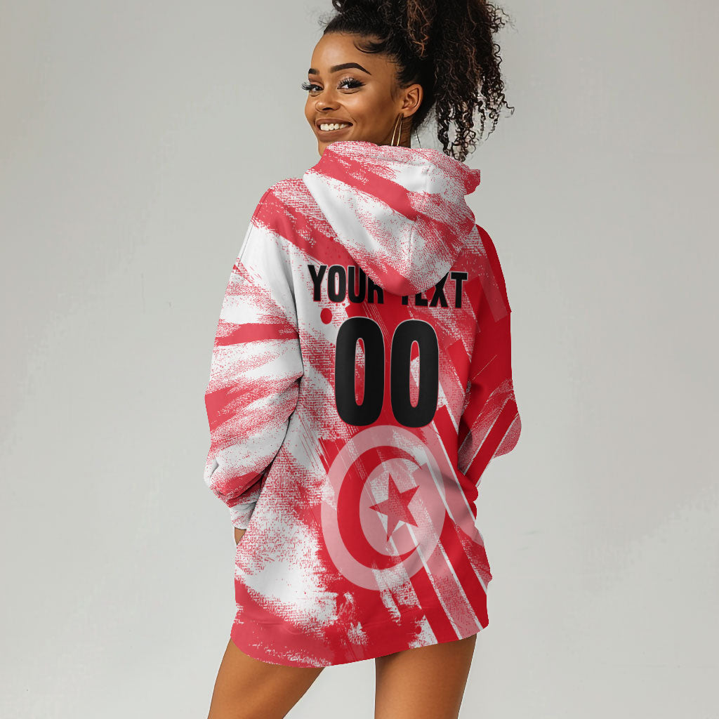 Personalized Tunisia Football Hoodie Dress Tunisian Flag Carthage Eagles Mascot Grunge Style