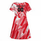 Personalized Tunisia Football Kid Short Sleeve Dress Tunisian Flag Carthage Eagles Mascot Grunge Style