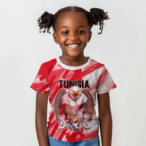 Personalized Tunisia Football Kid T shirt Tunisian Flag Carthage Eagles Mascot Grunge Style