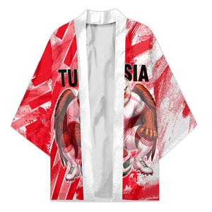 Personalized Tunisia Football Kimono Tunisian Flag Carthage Eagles Mascot Grunge Style