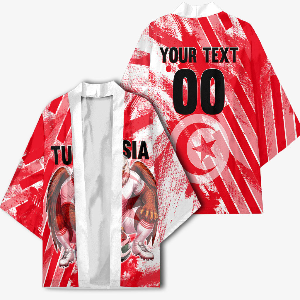 Personalized Tunisia Football Kimono Tunisian Flag Carthage Eagles Mascot Grunge Style