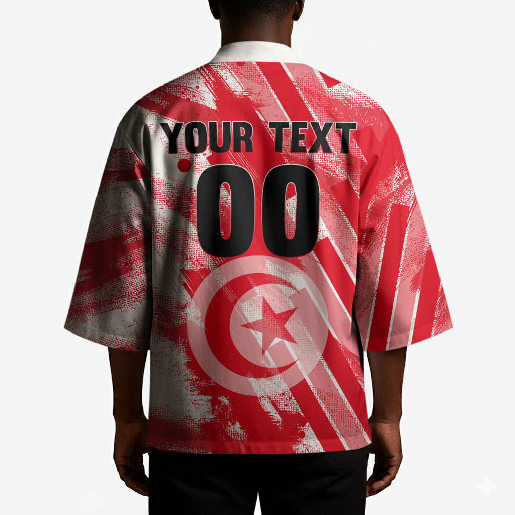 Personalized Tunisia Football Kimono Tunisian Flag Carthage Eagles Mascot Grunge Style