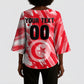 Personalized Tunisia Football Kimono Sleeve Blouse Tunisian Flag Carthage Eagles Mascot Grunge Style
