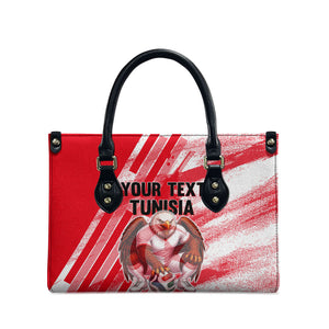 Personalized Tunisia Football Leather Bag Tunisian Flag Carthage Eagles Mascot Grunge Style