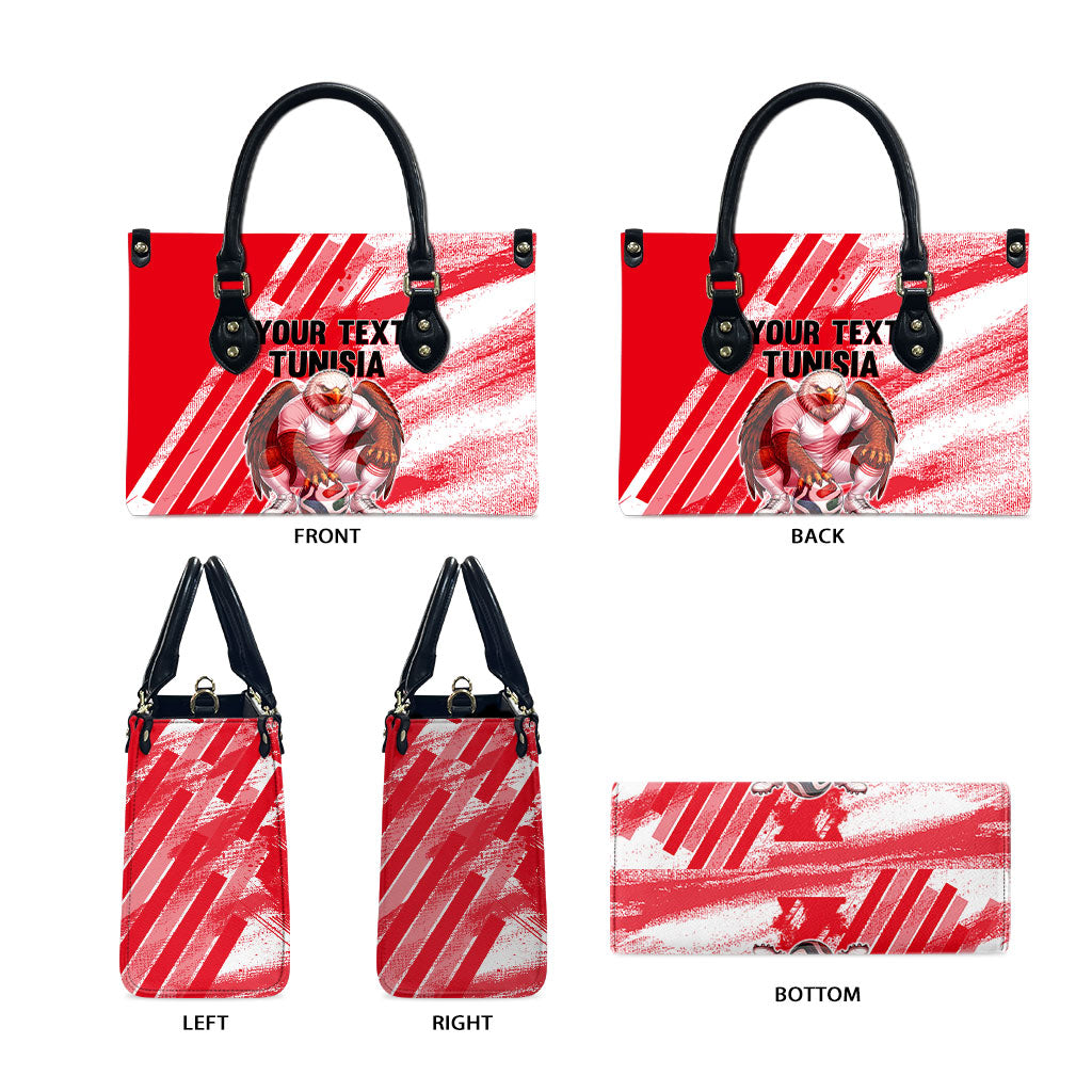 Personalized Tunisia Football Leather Bag Tunisian Flag Carthage Eagles Mascot Grunge Style