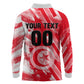 Personalized Tunisia Football Long Sleeve Polo Shirt Tunisian Flag Carthage Eagles Mascot Grunge Style