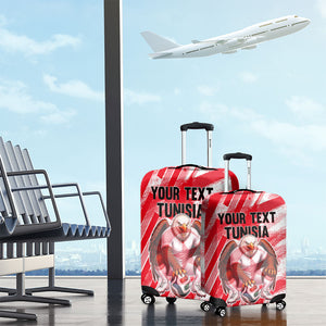 Personalized Tunisia Football Luggage Cover Tunisian Flag Carthage Eagles Mascot Grunge Style