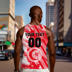Personalized Tunisia Football Men Tank Top Tunisian Flag Carthage Eagles Mascot Grunge Style