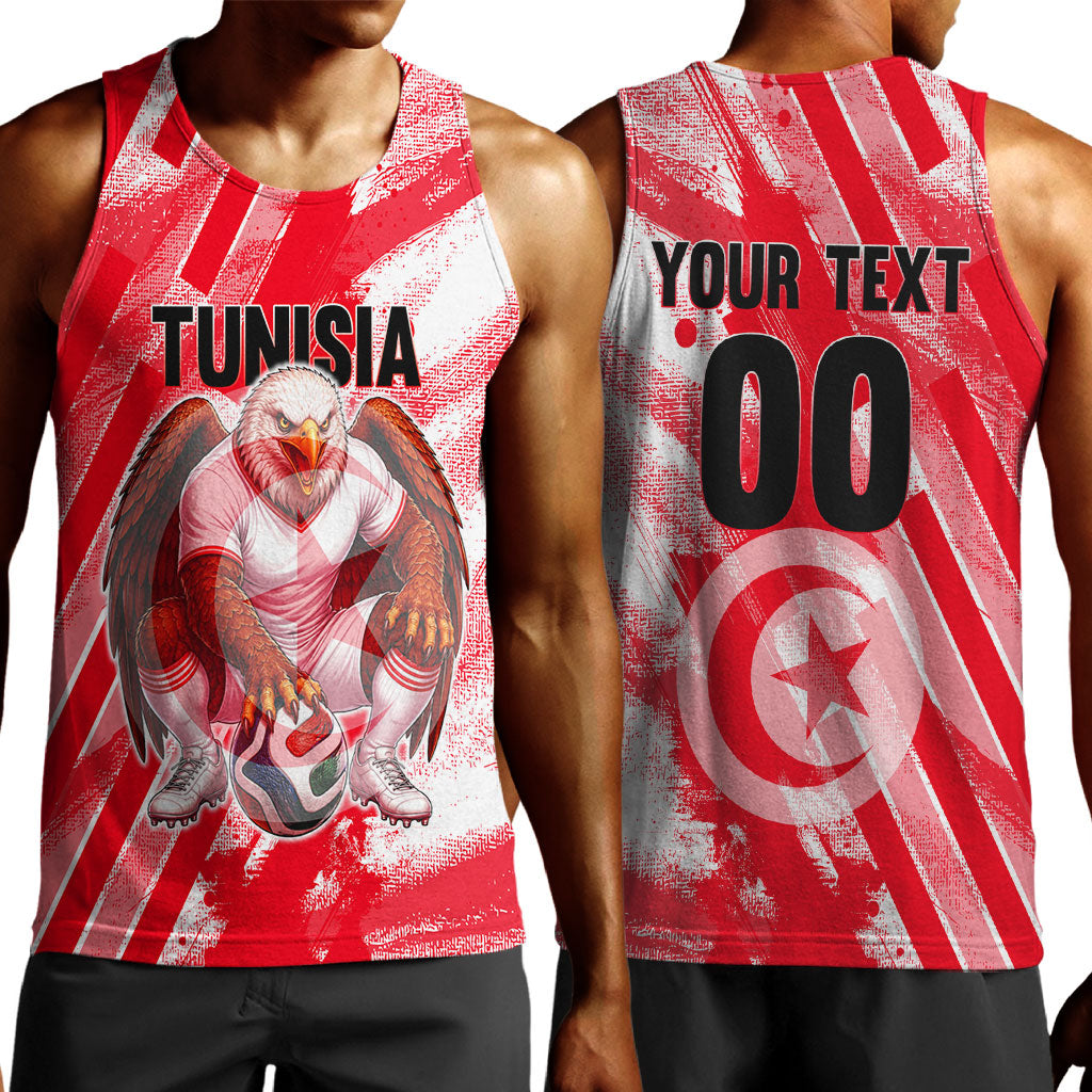Personalized Tunisia Football Men Tank Top Tunisian Flag Carthage Eagles Mascot Grunge Style