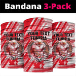 Personalized Tunisia Football Neck Gaiter Tunisian Flag Carthage Eagles Mascot Grunge Style
