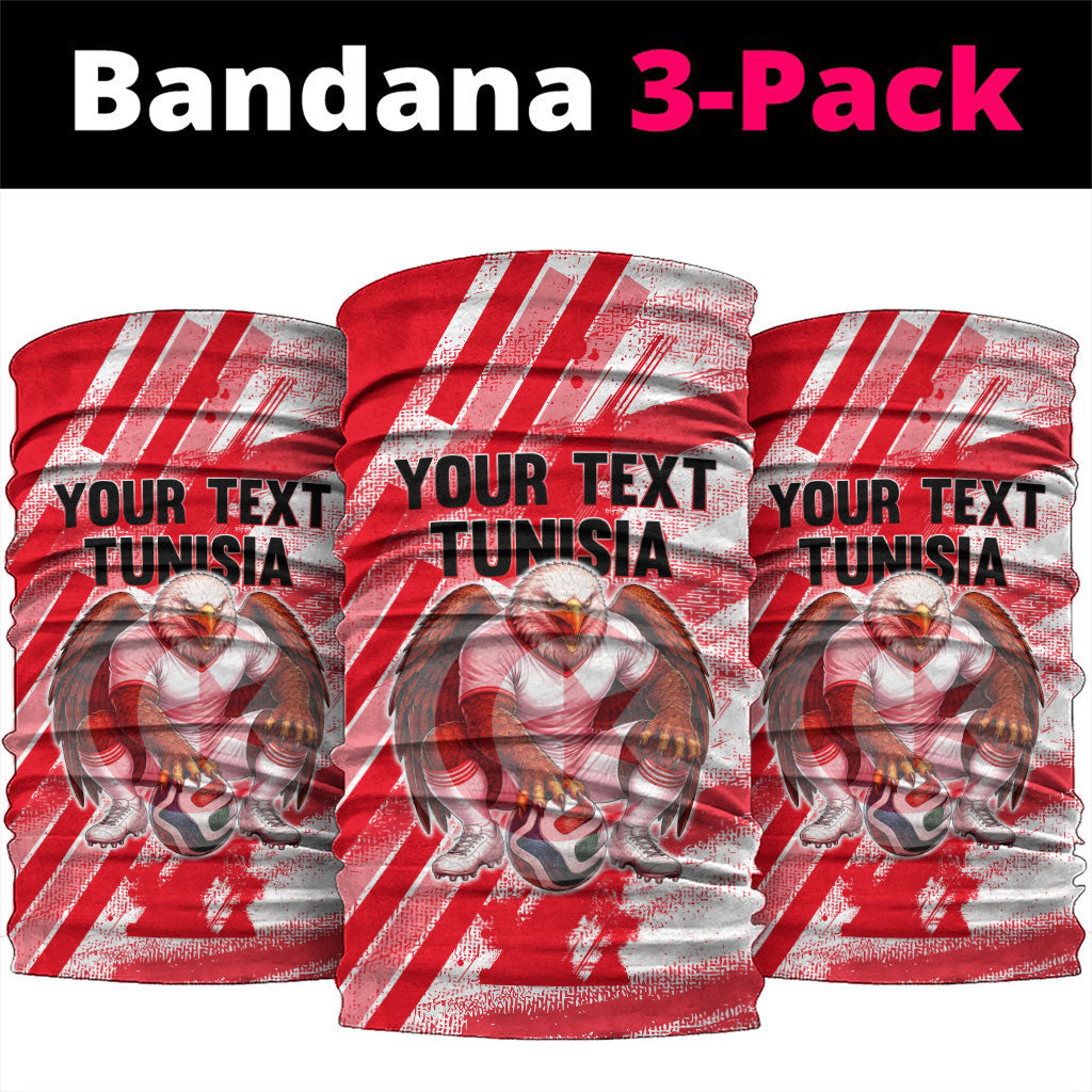 Personalized Tunisia Football Neck Gaiter Tunisian Flag Carthage Eagles Mascot Grunge Style