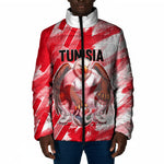 Personalized Tunisia Football Padded Jacket Tunisian Flag Carthage Eagles Mascot Grunge Style