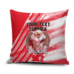 Personalized Tunisia Football Pillow Cover Tunisian Flag Carthage Eagles Mascot Grunge Style