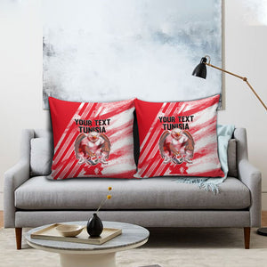 Personalized Tunisia Football Pillow Cover Tunisian Flag Carthage Eagles Mascot Grunge Style