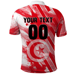 Personalized Tunisia Football Polo Shirt Tunisian Flag Carthage Eagles Mascot Grunge Style