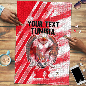 Personalized Tunisia Football Puzzle Tunisian Flag Carthage Eagles Mascot Grunge Style