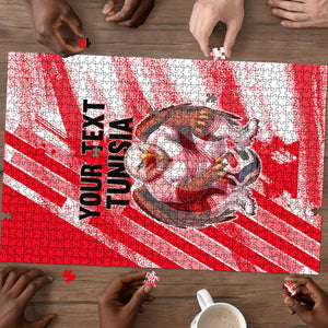 Personalized Tunisia Football Puzzle Tunisian Flag Carthage Eagles Mascot Grunge Style