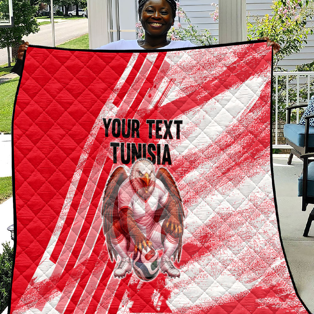 Personalized Tunisia Football Quilt Tunisian Flag Carthage Eagles Mascot Grunge Style