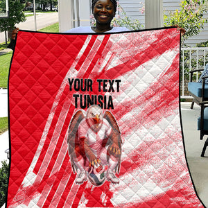 Personalized Tunisia Football Quilt Tunisian Flag Carthage Eagles Mascot Grunge Style