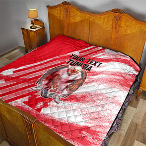 Personalized Tunisia Football Quilt Tunisian Flag Carthage Eagles Mascot Grunge Style