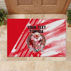 Personalized Tunisia Football Rubber Doormat Tunisian Flag Carthage Eagles Mascot Grunge Style