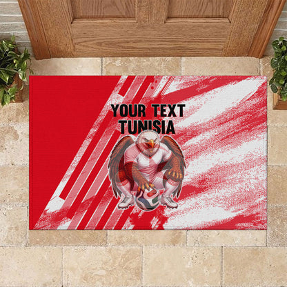 Personalized Tunisia Football Rubber Doormat Tunisian Flag Carthage Eagles Mascot Grunge Style