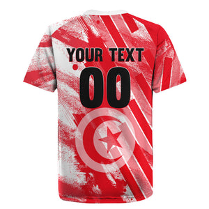 Personalized Tunisia Football Rugby Jersey Tunisian Flag Carthage Eagles Mascot Grunge Style