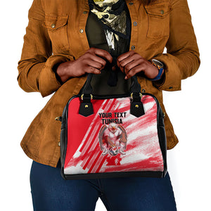 Personalized Tunisia Football Shoulder Handbag Tunisian Flag Carthage Eagles Mascot Grunge Style