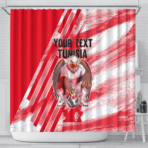 Personalized Tunisia Football Shower Curtain Tunisian Flag Carthage Eagles Mascot Grunge Style