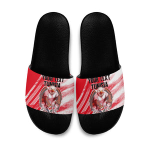 Personalized Tunisia Football Slide Sandals Tunisian Flag Carthage Eagles Mascot Grunge Style