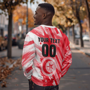 Personalized Tunisia Football Sweatshirt Tunisian Flag Carthage Eagles Mascot Grunge Style