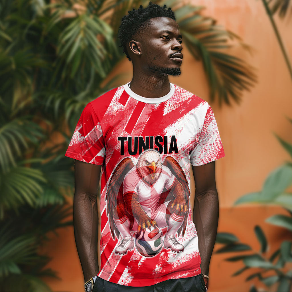 Personalized Tunisia Football T shirt Tunisian Flag Carthage Eagles Mascot Grunge Style