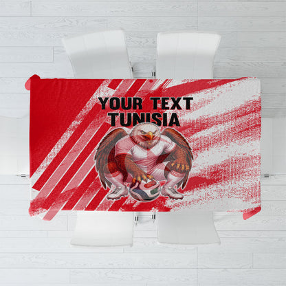 Personalized Tunisia Football Tablecloth Tunisian Flag Carthage Eagles Mascot Grunge Style