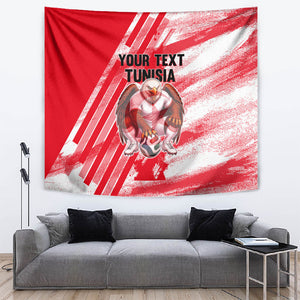 Personalized Tunisia Football Tapestry Tunisian Flag Carthage Eagles Mascot Grunge Style