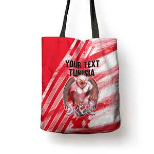 Personalized Tunisia Football Tote Bag Tunisian Flag Carthage Eagles Mascot Grunge Style