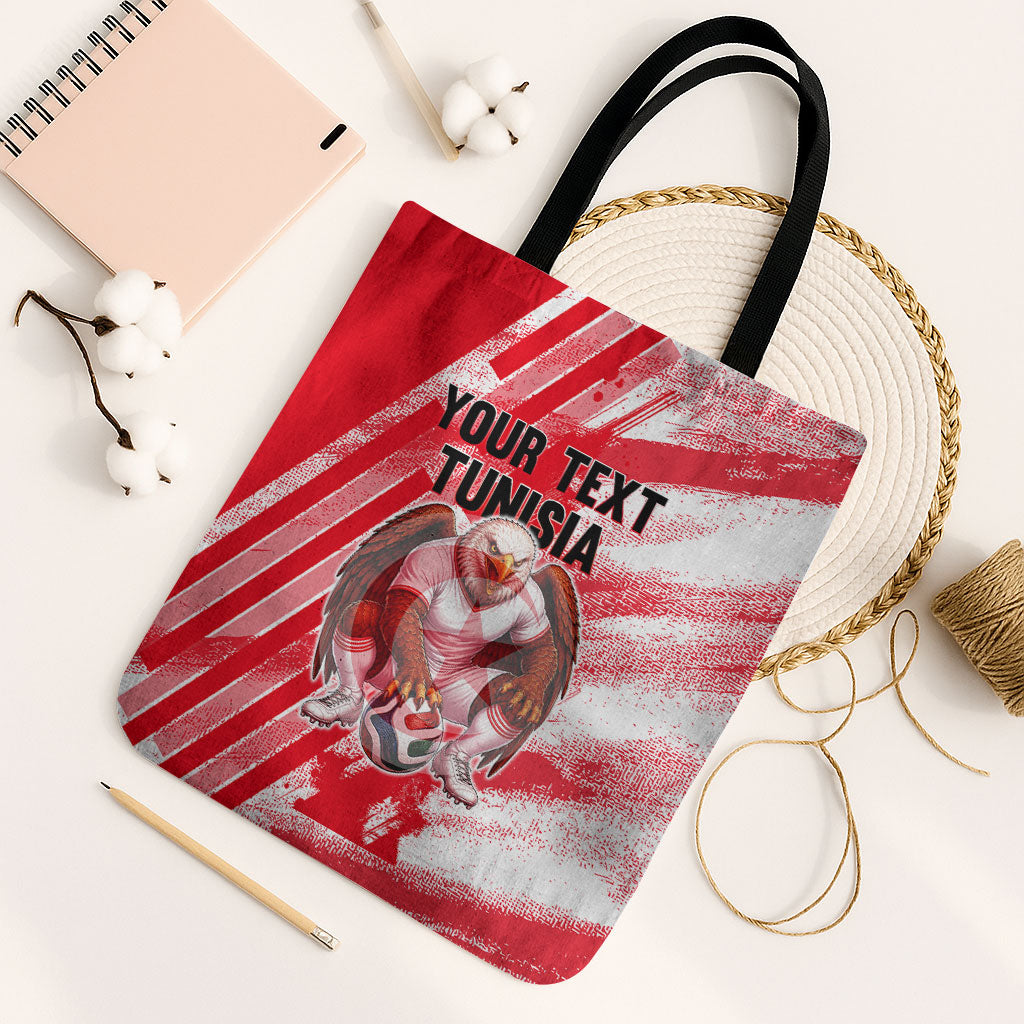 Personalized Tunisia Football Tote Bag Tunisian Flag Carthage Eagles Mascot Grunge Style