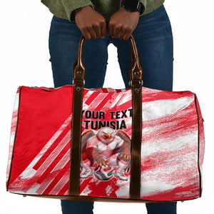 Personalized Tunisia Football Travel Bag Tunisian Flag Carthage Eagles Mascot Grunge Style