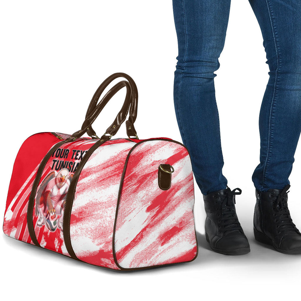 Personalized Tunisia Football Travel Bag Tunisian Flag Carthage Eagles Mascot Grunge Style