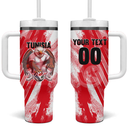 Personalized Tunisia Football Tumbler With Handle Tunisian Flag Carthage Eagles Mascot Grunge Style