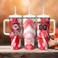 Personalized Tunisia Football Tumbler With Handle Tunisian Flag Carthage Eagles Mascot Grunge Style