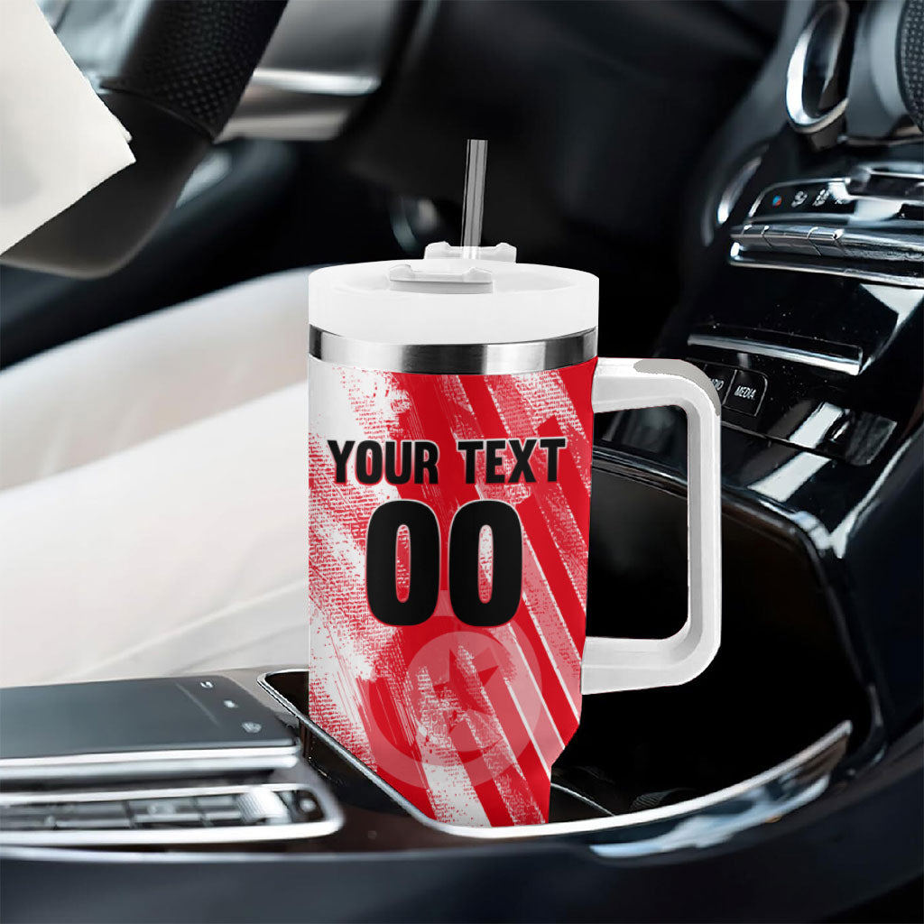 Personalized Tunisia Football Tumbler With Handle Tunisian Flag Carthage Eagles Mascot Grunge Style