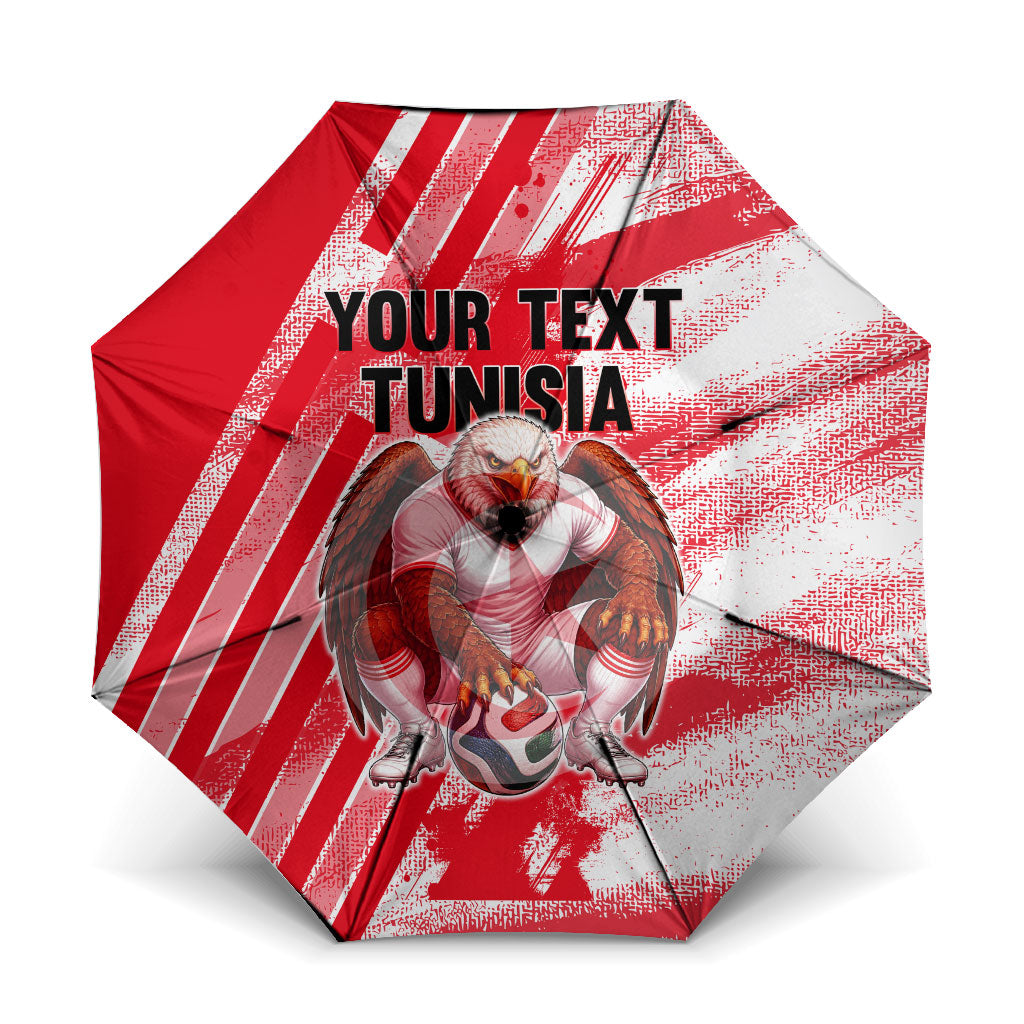 Personalized Tunisia Football Umbrella Tunisian Flag Carthage Eagles Mascot Grunge Style
