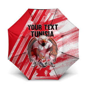 Personalized Tunisia Football Umbrella Tunisian Flag Carthage Eagles Mascot Grunge Style